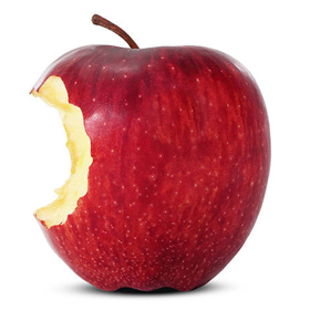 Chunk missing from a red apple